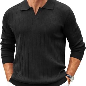 COOFANDY Mens Sweaters Long Sleeve Knitted V Neck Casual Pullover Sweater